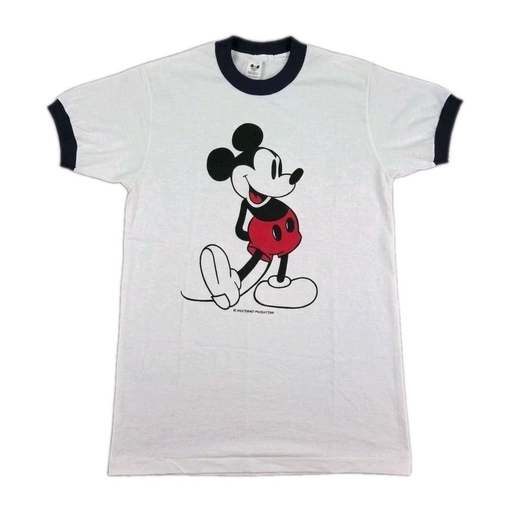 Vintage Mickey Mouse Ringer T Shirt Mens Medium Short Sleeve